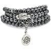 oasymala Bracciale Mala da 6 mm con 108 perline, collana Yoga Zen con ciondolo Buddha e loto per la preghiera (Ematite (Hematite))
