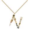 P D PAOLA PDPAOLA - Collana Lettera N - Argento Sterling 925 Placcato in Oro 18 carati - Gioielli per Donna