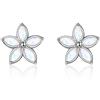 VONALA Orecchini a perno opale, in argento sterling 925, da donna, design unico di fiori, alla moda, graziosi gioielli ipoallergenici, confezione regalo, 11.4 Millimeter, Argento sterling, Opale