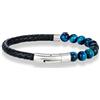 PVUVTNAHW Reiki Blu Apatite Bracciale con Perline Uomo Donna in Pelle Intrecciata Pietra Naturale La Circolazione del Sangue Stimolare L'Entusiasmo Gioielli(23cm,Blue Tiger Eye)