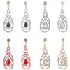 HOBBIESAY 4 paia di orecchini pendenti a forma di lampadario in 4 colori con strass a goccia, in lega, orecchini a goccia lunghi da sposa, 6 x 2,05 cm, per donne e donne, Strass