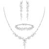 EVER FAITH Set di gioielli con zirconi cubici per damigella d'onore, elegante foglia di marchese fiore collana di nozze orecchini pendenti set da donna