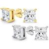 Bling Jewelry Set di due orecchini a perno con zirconi cubici quadrati da 0,75 CTW taglio brillante principessa per donna in argento sterling placcato oro argento 5MM.