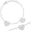 Sakrami Bracciale Argento 925 con Cuore Passante Incidibile e Cuore Traforato - Finitura Dorata Rodiata o Rosé - Scatola con Dedica Incisa - Gioiello per Donne Ragazze San Valentino Cresima (Rodiato)