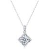 Joomia Collana per Donne-Collana con Moissanite, Pendente a Quadrifoglio-con Certificato, Argento 925 Puro, Taglio a Plasma,Catenina Regolabile 45cm,Adeguata per:Festa/Appuntamento/Uso Quotidiano/Matrimonio