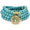 oasymala Accessori per la meditazione, 108 perle Mala, ciondolo albero della vita in oro, bracciale o collana di perle yoga per uomo o donna (Turchese verde (Green Turquoise))