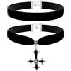 JewelryWe Collana Girocollo in Velluto da Donna: 2 pezzi Collane Choker con Croce di Nastro Nero per Donne Ragazze