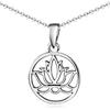 MATERIA by Matthias Wagner Ciondolo a forma di fiore di loto, piccolo, rotondo, in argento sterling 925, con catena KA-137, mit Kette, Argento sterling