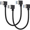 AAOTOKK 2Pack Angolo Sinistro Destro USB3.0 90 Gradi Maschio a Maschio Cavo Prolunga per Ricarica dati per Disco Rigido,Stampante,Modem,Dispositivo di Raffreddamento per laptop(0,3M/1Piedi-Nero)