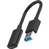 HUANGING Cavo adattatore corto da USB 3.0 a USB C femmina 3A ricarica rapida per sincronizzazione dati rapida e cavo di alimentazione 15 cm