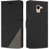 SONWO Cover per Samsung Galaxy J6 2018, Flip Caso in PU Pelle Case Cover Custodia con Slot per Schede e Supporto Stand per Samsung J6 2018, Nero