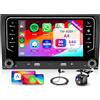 Hodozzy 2GB+64GB Android Autoradio per Audi A4 S4 RS4 B5 B6 B7 Seat Exeo con Wireless Carplay Android Auto, 7 Pollici Touchscreen Stereo 2 Din Schermo con GPS Wifi Bluetooth DSP FM/RDS con Telecamera