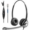 Wantek Cuffie telefoniche RJ9 binaurali con microfono a cancellazione del rumore, cuffie per call center con cavo, per amplificatori Cisco 7940 7942 7960 7971 IP Plantronics M10 M12 M22 MX10 (602C1)