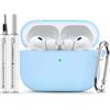 Inesore Compatible with AirPods Pro 3 Hülle(2025) with Cleaning Kit, Silicone Protective Case Cover for Apple Air Pod Pro 3rd Charging Case,Unisex Design - Sky Blue
