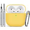 Inesore Compatible with AirPods 4 Case - Yellow | Silicone Protective Case Cover for Apple Air Pod 4 (2024/ANC), Unisex Design, with Cleaning Kit