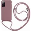 Ququcheng Cover Compatible con Samsung Galaxy S20,Cellulare Girocollo Custodia con Cordino TPU corda Silicone Case Bumper per Samsung Galaxy S20 Custodia-Rosa Oro