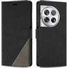 SONWO Cover per OnePlus 12R 5G, Flip Caso in PU Pelle Case Cover Custodia con Slot per Schede e Supporto Stand per OnePlus 12R 5G, Nero