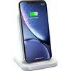 ZENS Qi Certified Stand Aluminium Wireless Charger White, Supports Fast Wireless Charging with up to 10 Watts - Built-in USB port for iPad or other device - Works with all Qi-ready phones