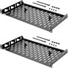 Tecmojo Ripiano 1U 19 Pollici per Installazione Fissa, Fissaggio Frontale, Profondità 254mm, Ripiano Ventilato per Montaggio su Rack da 19 Pollici con Fermi Antiscivolo, Portata 25kg, 2 Pezzi, Nero