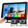 Rimoody Telecamere Retromarcia 2 Telecamere Kit con Android Mirror Link, 7 Pollici Touchscreen, 1080P Telecamera Posteriore IP68 Impermeabile, Visione Notturna, Loop Video, per Camion/Autobus/Furgoni/Camper