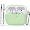 Inesore Compatible with AirPods Pro 3 Hülle(2025) with Cleaning Kit, Silicone Protective Case Cover for Apple Air Pod Pro 3rd Charging Case,Unisex Design - Matcha Green