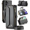 UFinetech Custodia Portafoglio per Samsung Galaxy A54, Protezione RFID in Pelle PU, 10 Slot Carte - Custodia Multifunzione Galaxy A54 con Tasca Zippata, Tracolla Regolabile Rimovibile e Antiurto, Nero