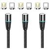 N. NETDOT 12th Generazione Cavo Magnetico,[1m/3 Pack Nero] Ricarica Rapida e Trasferimento Dati per Smartphone Micro-USB/USB-C