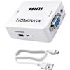 MEIRIYFA Adattatore da HDMI a VGA, adattatore Unidirectional HDMI a VGA con audio da 3,5 mm e cavo di alimentazione Mini USB per computer, desktop, laptop, PC, HDTV, monitor, proiettore e altro ancora