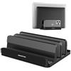 AboveTEK Supporto Laptop Verticale fino a 17,3 , Porta per Laptop/Tablet/Cellulare 3 in 1 in Alluminio, Impugnature in Silicone Antiscivolo a 3 Slot per MacBook/Notebook/iPad/Telefono (Nero)