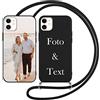 Yoedge Cover con Cordino per Apple iPhone 11 Personalizzata 6,1, Custodia con Laccio Collana Custodie Personalizzabile con Foto Testi Immagine Personalizzate Nero Custom per iPhone 11 Case