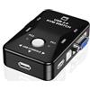 Asuinxurr Interruttore del mouse KVM USB 2.0, tastiera, splitter VGA, switch condivisione, switch KVM USB, 2 porte, VGA, commutatore SVGA, durevole, facile da installare, facile da usare