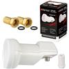 HB-DIGITAL SINGLE LNB WHITE Premium bianco solo 0,1 dB universale! Opticum LSP-02G + beccuccio in gomma + 2 connettori F dorati gratuiti
