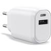 WAYTEX 59124 - Caricatore rapido doppio USB-C e USB 30 W per smartphone, tablet, computer portatile, 1 porta USB-C + 1 porta USB-A, QC 3.0+PD con chip IC per ricarica sicura e protezione della