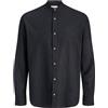 JACK & JONES Jjesummer Linen Blend Band Shirt L/S SN, Bianco, M