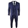 TruClothing Abito Classico da Uomo 3 Pezzi Tweed Herringbone Retro Vintage Blinders - Blu Scuro 52