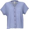GURU SHOP Camicia basic a maniche corte in cotone con bella scollatura, colore bianco naturale, da donna, beige, cotone, Blu, 42