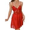 FEOYA Negligee - Camicia da notte da donna, sexy, trasparente, da notte, in pizzo, per babydoll, da donna, taglia S, M L, Colore: rosso, S