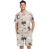 RPLIFE Pigiama da uomo a maniche corte con bulldog francese, estivo, scollo a V, 2 pezzi, con tasche, estivo, Bulldog francese Tan, XL