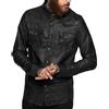 HiFacon Camicia da uomo in vera pelle da cowboy Western Trucker Giacca estiva Burdungy, Nero - Camicia da uomo in pelle, S
