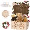 TechVizrs Cesto Regalo in Legno per Neonati con Manico, Cesto Portaoggetti per Neonati, Cassapanca per Neonati con Appendiabiti per Bambini e Ghirlanda, Cesto Personalizzato per Neonati per Genitori in Attesa