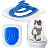 SUQ Cat Toilet Trainer, Package Riutilizzabile in Plastica, Kit di Pulizia per l'Addestramento Dei Gatti Che Utilizzano i Servizi Igienici Facile Da Usare (Blu)