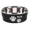 Mainely Personalizzabile Ciotola da in acciaio inox 300ml XS Nero-antiscivolo con anello antiscivolo-per cani e gatti di piccola taglia-personalizzata con nome-Petslino