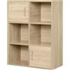 HOMCOM Libreria Scaffale in Legno, Mobiletto Multiuso con 3 Ripiani 4 Scompartimenti e 2 ante, 61.5x29.5x80cm