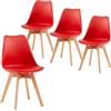 IPOTIUS Sedia da Pranzo Scandinava con Schienale Ergonomico e Gambe in Faggio, Design Classico Nordico per Cucina/Ufficio/Giardino (4 Pezzi, Rosso)