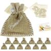 Doni Bomboniere Set Comunione 12 pz Sacchettini Portaconfetti in Juta e Scritta Cresima Ricamata Bustine Confetti Bianchi al Cioccolato Made in Italy Bigliettini Personalizzabili Gadget Confettata