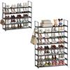 Orgahome Scarpiera 5 Ripiani+8 Ripiani, Scarpiera Salvaspazio in Metallo, Porta Scarpe Verticale o Capovolta, Scaffale Salvaspazio Impilabile, Scarpiera Ingresso o da Esterno, Nera