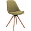 CLP Sedia Girevole Troyes In Stoffa I Sedia Rétro In Legno Imbottita Gambe Tonde I Sedia Design Girevole A 360° Colore:verde;Colore del telaio:natura