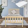 ML DESIGN modern living ML-Design Letto Singolo in Legno di Pino Massiccio 90 x 200 cm Colore Naturale, con Telaio Rete a Doghe Testiera e Pediera, Lettino per Ragazzi, Giroletto con Materasso da 16 cm in Schiuma Fredda