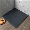 Kiamami Valentina - Piatto Doccia 70x70 Tagliabile in Resina Grigio Antracite Effetto Pietra, Spessore 2,5 cm, Copri Piletta Acciaio Inox Incluso, Antiscivolo, Installazione Filo Pavimento o Appoggio