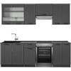 Vicco Cucina componibile Fame-Line, Grigio scuro, 240 cm, PL Antracite, adatto per l'espansione individuale con moduli aggiuntivi